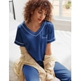 thumbnail image 5 of Ekouaer Women's Stain Pajama Set 2 Piece Silk Loungewear Nightwear Short Sleeve Pjs daily Pajamas for Women, 5 of 6