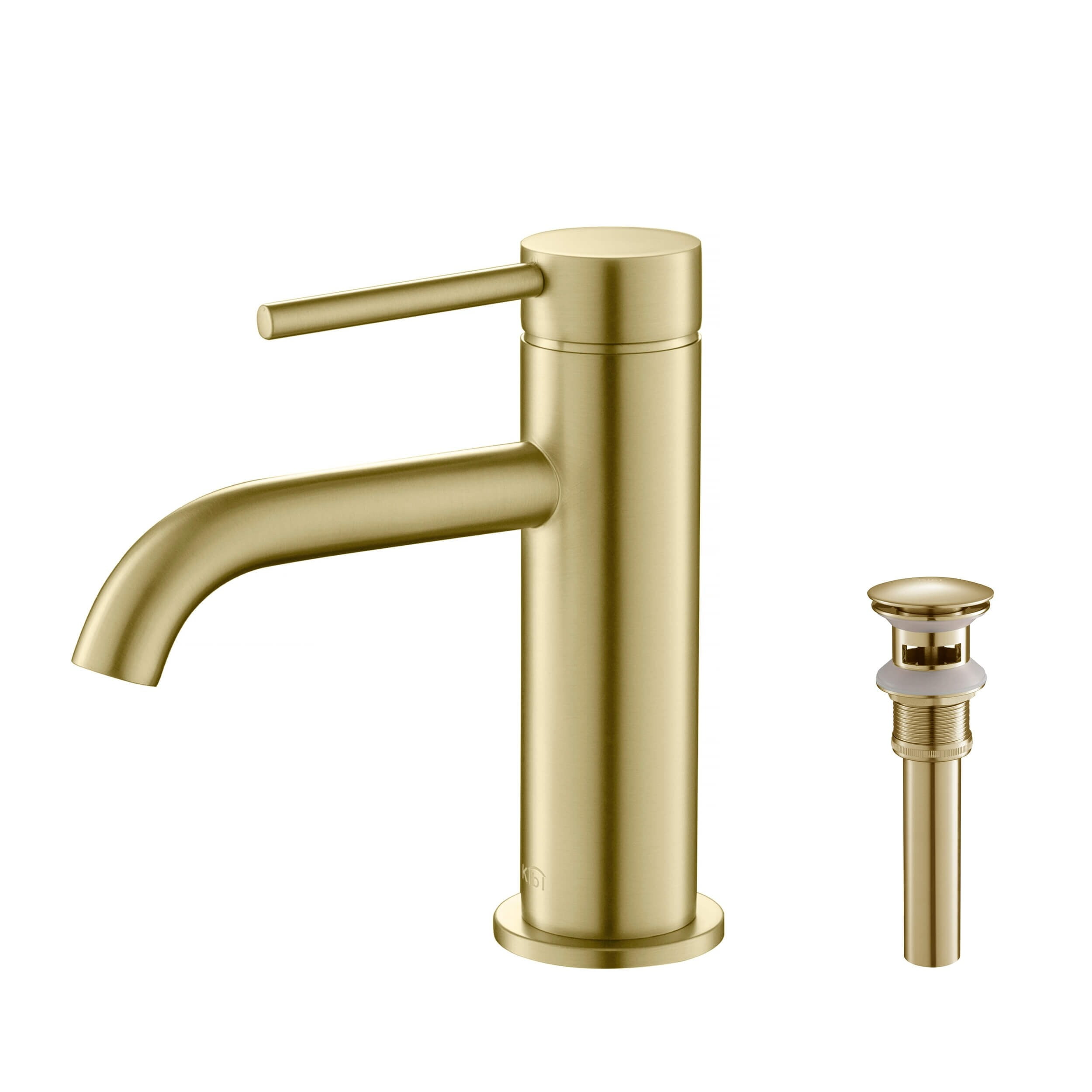 Kibi USA Lead Free Single Handle Bathroom Faucet with Water Hose Brush Gold W/Pop Up Drain Brushed