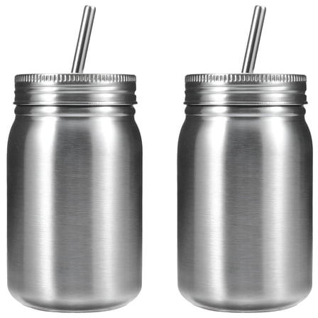 ACDANC 2 Mason Jar Mugs w/ Straws&Lids - Stainless Steel Tumbler (700ml)
