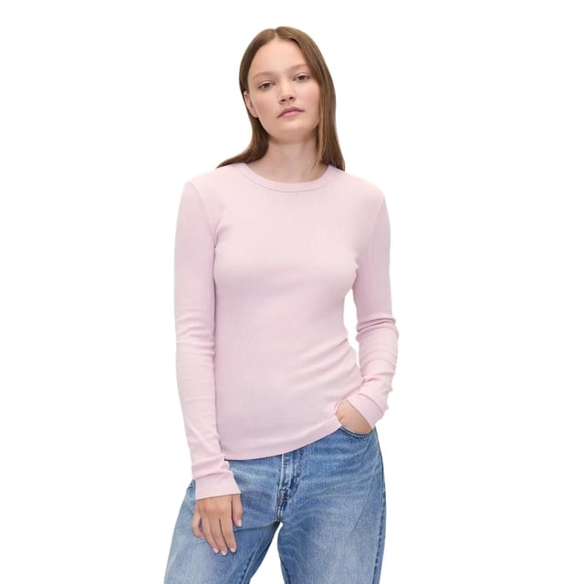 Top acanalado de manga larga para mujer GAP, talla M