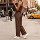 thumbnail image 5 of Pantalones Casuales para Mujeres Verano Cuello en V Color Sólido Bolsillo sin Mangas Pantalones Largos Mono Poliéster Moda Casual, 5 of 7