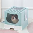 thumbnail image 4 of Caja de arena para gatos Inodoro para s Plegable Completamente cerrado Con capucha Cerrado Portátil Anti Azul claro Zulema  Bandeja de arena para gatos, 4 of 8