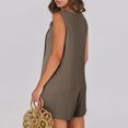 thumbnail image 4 of Trajes Casuales para Mujeres Verano Rompers de Color Sólido sin Mangas Corbata Plisada Cuello Delantero V Pantalones Cortos con Bolsillos Poliéster, 4 of 9