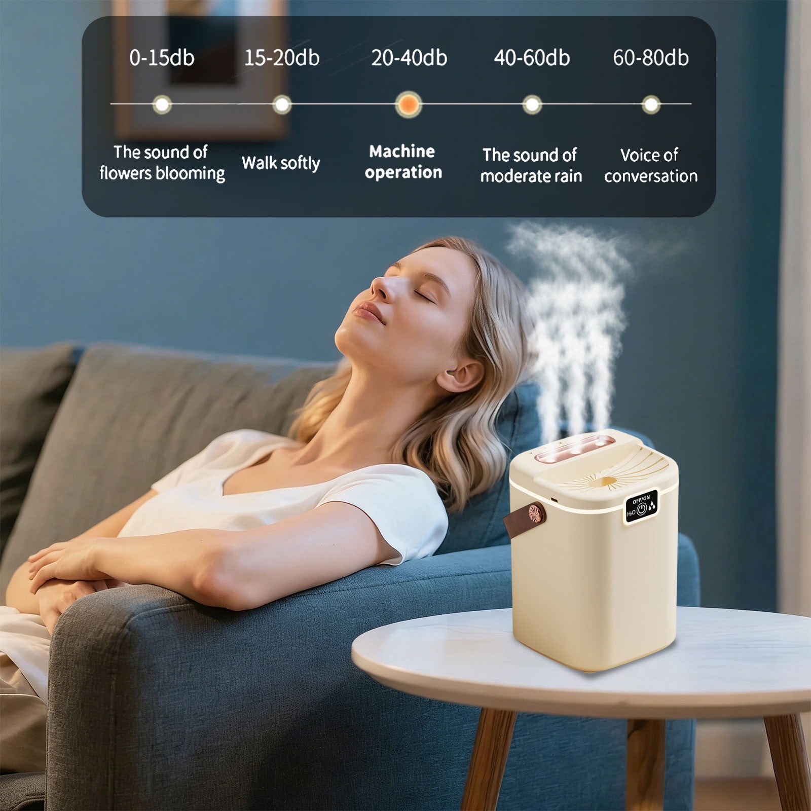Smart Home Humidifier with Temperature Humidity Sensor, Quiet Top-filling Large-capacity Cool Mist Air Purifier, Adjustable Mist for Bedroom Living Room Office, Safe and Easy-to-clean Humidifier