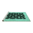 thumbnail image 2 of Ahgly Company Machine Washable Indoor Rectangle Oriental Turquoise Blue Traditional Area Rugs, 2' x 4', 2 of 4