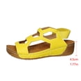 thumbnail image 7 of Rokment Womens Orthopedic Platform Wedge Dressy Sandals Comfortable Leather Hollow out Arch Support Mid Heels Walking Sandals Fashion Casual Beach Gladiator Dress Summer Shoes Yellow Size 9, 7 of 7