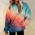thumbnail image 2 of Stichou Fall Pocket Drawstring Hoodies for Womens Casual Oversized Tie Dye Gradient Long Sleeve Sweatshirts for Women Light pink XL, 2 of 6