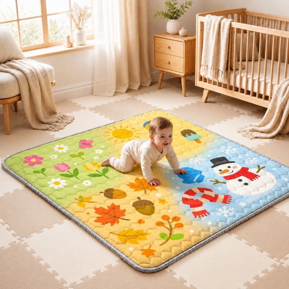 Easy4Home Large Baby Play Mat for Infants & Toddlers, 50"x50" Crawling Mat, Foldable Non-Slip Floor Playmat