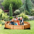 thumbnail image 2 of Outsunny Bac à Sable pour Enfants en Bois avec Couvercle et Siège pour l'Extérieur, Rouge, 2 of 10