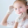 thumbnail image 3 of Xinwanna Lace Short Gloves for Little Girls 4-8 Years Tea Party Wedding Flower Girl Gloves with Bow Kids Princess Dressing Gloves for First Communion Wedding Prom (White,One Size), 3 of 13