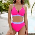 thumbnail image 2 of MSJUHEG Bralette Bikini Set,Two Piece Swimsuit,Thong Bikini Sets for Women,Tie Back Bathing Suit,Womens Bikini,High Cut Swimsuit,High Waisted Bikini Sets for Women Hot Pink XL, 2 of 3