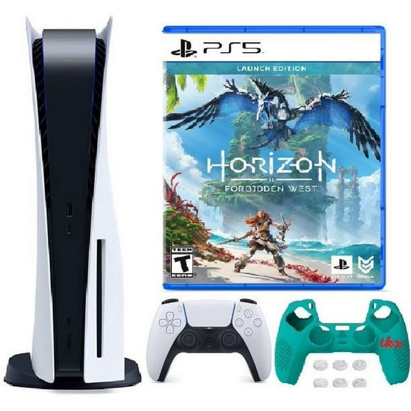 2023 Newest PlayStation_PS5 Gaming Console Disc Version Bundle with Horizon Forbidden West / Silicone Controller Cover Skin