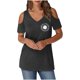 thumbnail image 3 of Algodón Fuera Del Hombro Tops para la Impresión de las Mujeres Manga Corta V-Cuello Blusa, Top de Algodón de Imitación de Moda, 3 of 5