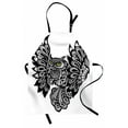 thumbnail image 1 of Owl Print Apron, Ornamental Monochrome Bird with Yellow Eyes Image, Unisex Kitchen Bib with Adjustable Neck for Cooking Gardening, Adult Size, Charcoal Grey Yellow, by Ambesonne, 1 of 4