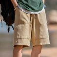 thumbnail image 4 of Caqnni Men's Shorts Elastic Waistband Relaxed Fit Summer Casual Cotton Work Shorts(Black,L), 4 of 7
