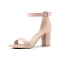 thumbnail image 1 of BLISSFUL STEP Women's Shoes Ankle Strap Block Heel Buckle Open Toe Sandals Light Pink 7, 1 of 8