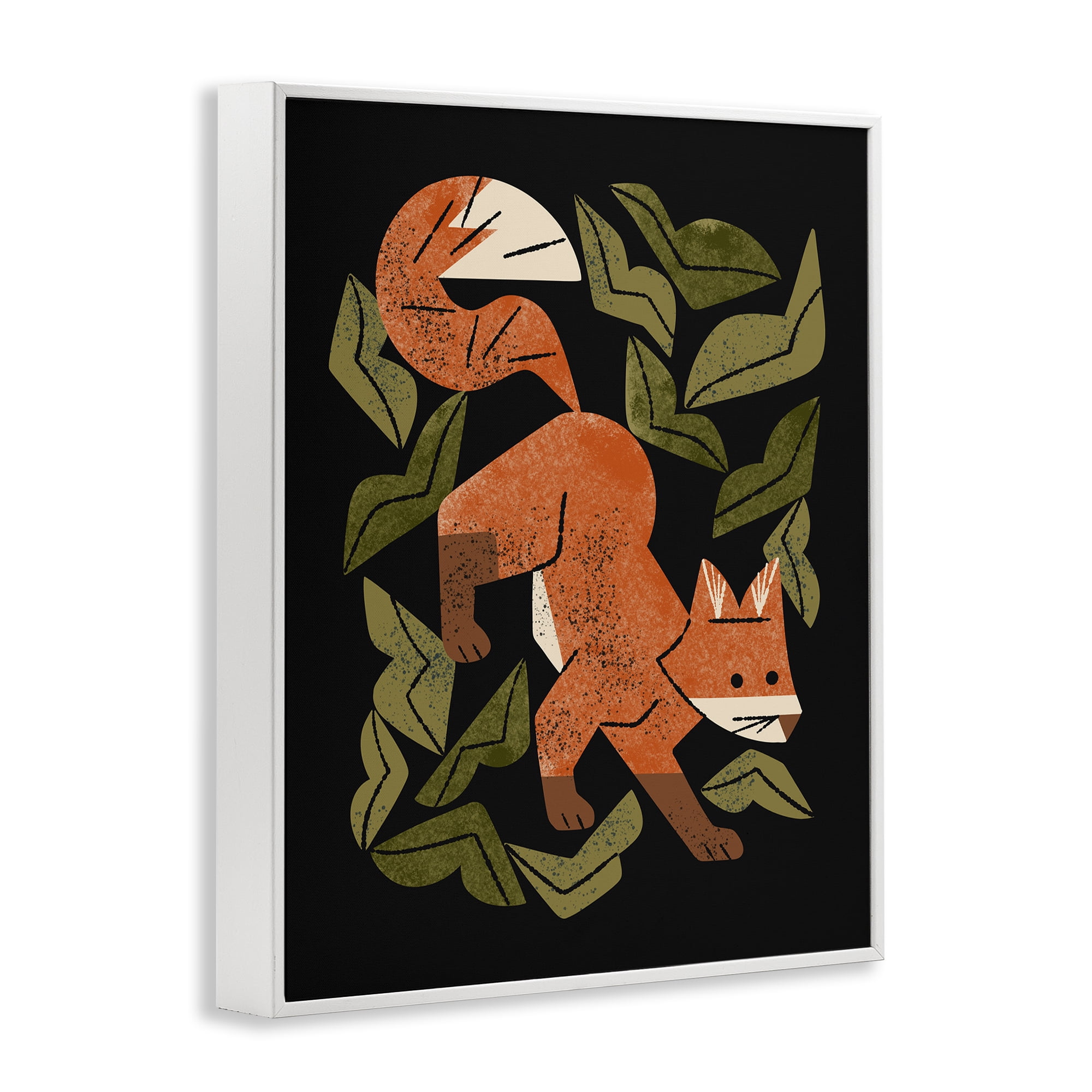 Stupell Industries Fox In The Brush White Framed Giclee Art, design by Renea L. Thull