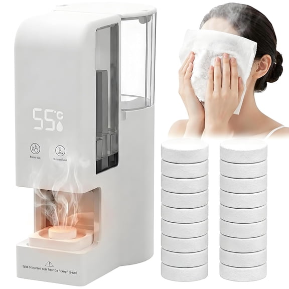 HIBIBUD 5-Second Heating Hot Face Towel Dispenser, 55°C Constant Temperature Steam Face Towel Dispenser, Portable Smart Towel Warmer Machine for Facial Cleansing, Skincare & Home Spa