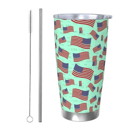 

Ocsxa Usa Flag Pattern 20oz Travel Coffee Mug with Flip Lid Stainless Steel Insulated Insulated Coffee Mug Thermal Cup with Splash Proof Sliding Lid-Straw Two-piece Set