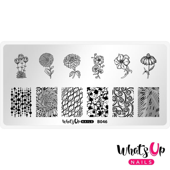 Whats Up Nails B046 Petal to the Medal Metal Stamping Plate for Nail Art Design