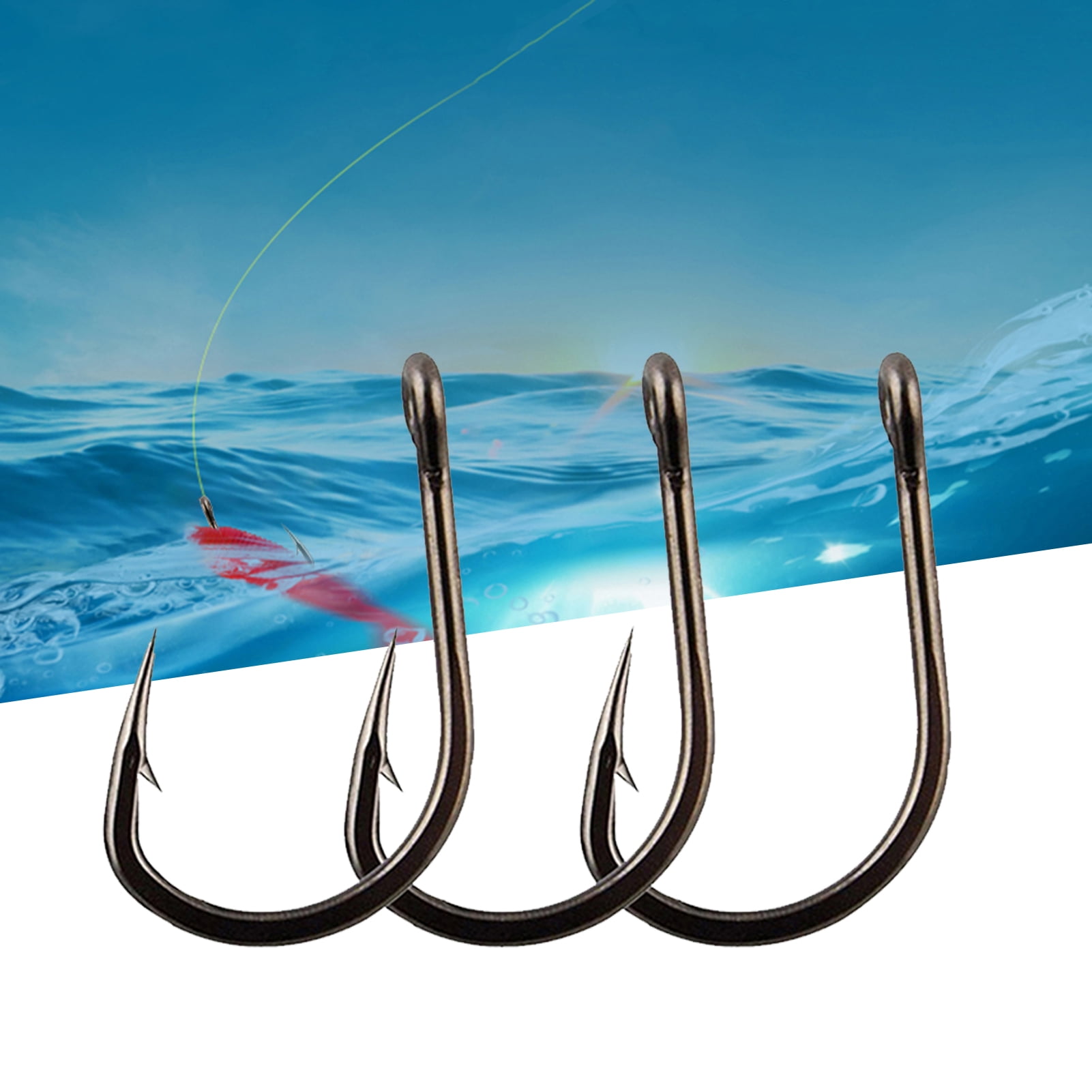 500Pcs M.R High Carbon Steel Fishing Hooks with Plastic Box, 10 Sizes Fish  Hook with Barbs for Freshwater/Seawater, 3# - 12#(50pcs/ Size) Fishing Line