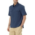 thumbnail image 4 of CAMISAS PARA HOMBRES INSPIRE CHIC Color Sólido de Manga Corta con Cuello Punta y Bolsillos M Azul Marino, 4 of 6