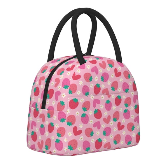 Naloa Haear Strawberry Print Lunch Bag for Women Men,Insulated Lunch Box for Adult,Reusable Lunch Tote Bag for Work, Picnic or Travel