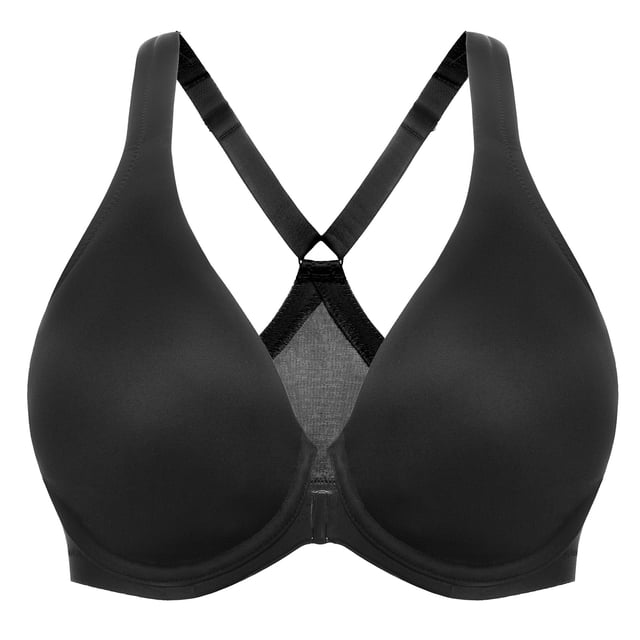 MELENECA Women's Racerback Front Closure Bras Plunge Unlined Full Coverage Seamless Underwire Bra Black 38C