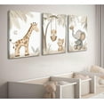 thumbnail image 2 of Woodland Animal Nursery Canvas Wall Art Neutral Safari Animal Jungle Paintings Pictures Wall Decor Giraff Monkey Elephants Watercolor Poster Printing Artwork for kids room Home Decoration, 2 of 6