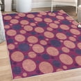 thumbnail image 1 of Circle Decorative Rug, Vintage Design with Round Shapes with Curved Lines Abstract Geometric Motifs, Quality Carpet for Bedroom Dorm and Living Room, 6 Sizes, Purple Almond, by Ambesonne, 1 of 4