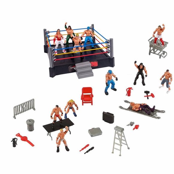JUNWELL Fighting Toys Wrestling Toys Wrestler Warrior Toys Funny Wrestling Ring Set Kids Toys