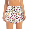 thumbnail image 2 of Pofeuu Tulips Flowers Print Women's Athletic Shorts Running Workout Shorts Tummy Control Quick Dry Gym Shorts with Pockets Double layer sports shorts-X-Large, 2 of 7