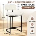 thumbnail image 2 of CRERIYO Counter Height Bar Stools Set of 2, Upholstered Kitchen Island Chairs with Thick Padded Seats, Backrests and Sturdy Metal Frame, Beige, 2 of 9