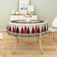 thumbnail image 3 of Nanqianyi Round Christmas Tablecloth 70 Inch, Winter Xmas Trees Pine Cone Balls Printed Washable Table Cloth for Kitchen Dinner Decor, 3 of 9