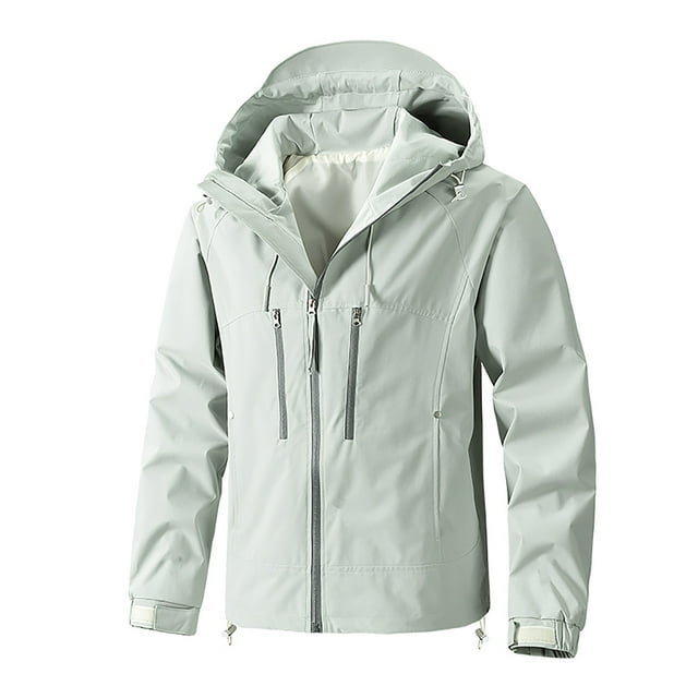 RXIRUCGD Men's Stitching Drawstring Hooded Slim Fashion Jacket Coat Outwear, Gray, Size: 4XL