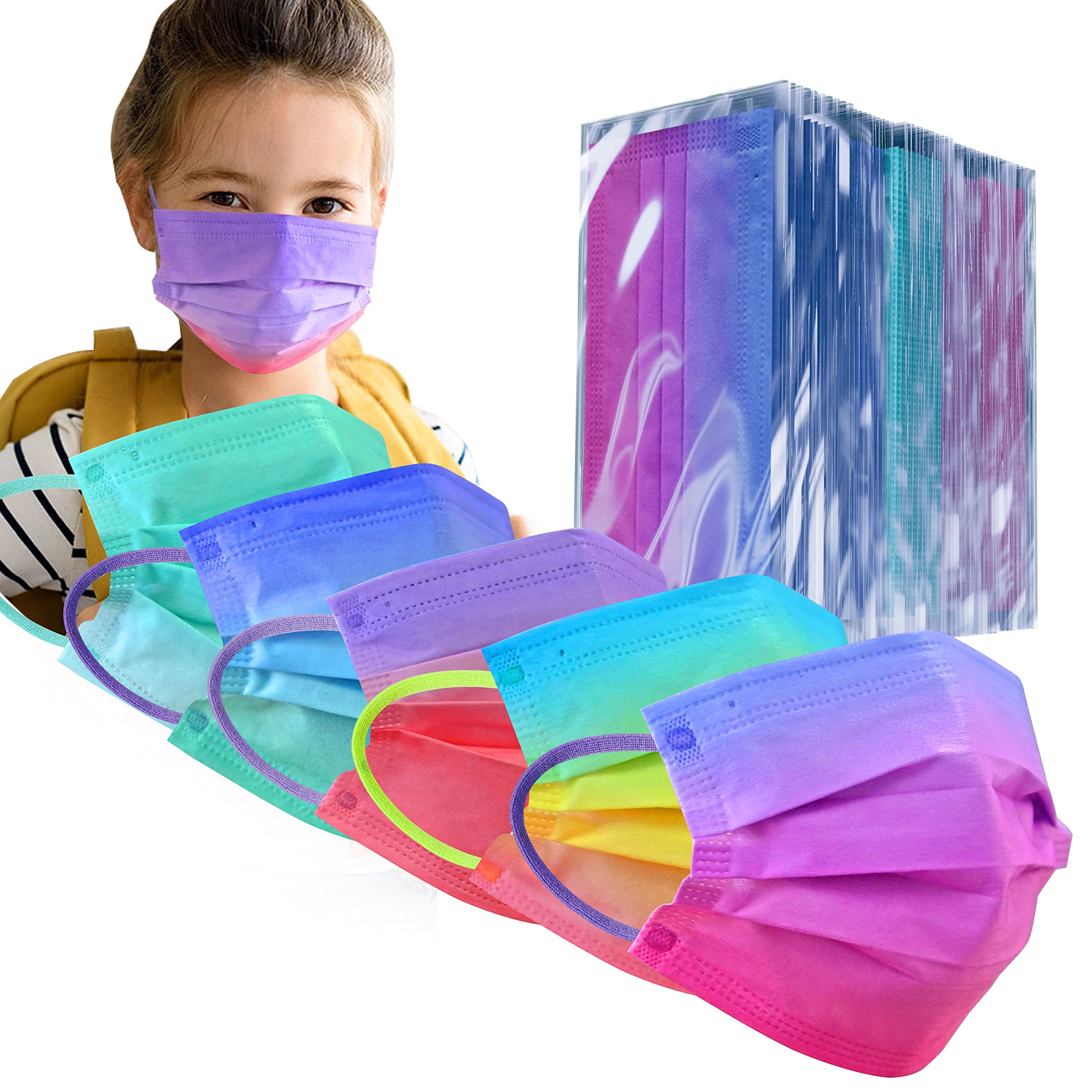 Individually Packaged 100PCS 5Colors Gradient Disposable Kids Face