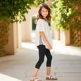 thumbnail image 4 of Lenpel Capri Leggings for Girls Toddlers Soft Comfy Elastic Waist Slim Lounge Yoga Pants Casual Cropped Capris Tights, 4 of 7