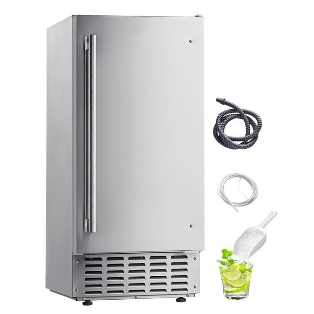 KFFKFF Machine à Glaçons Encastrée sous Comptoir, 66 Lb/jour Machine à Glaçons Nuggets sous Comptoir avec Porte Réversible en Acier Inoxydable, Machine à Glaçons Autoportante pour Cuisine Commerciale et Domestique