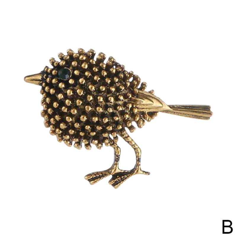 Art Deco Robin Brooch Pink Blue Crystal Bird Gold Animal Pin Broach Vintage Gift 