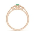 thumbnail image 2 of ANGARA Natural Aeon Emerald Solitaire Milgrain Engagement Ring with Trio Accents in 14K Rose Gold for Women (Size-6x4mm) | May Birthstone, Anniversary, Jewelry Gift for Women | Natural Emerald Ring, 2 of 10