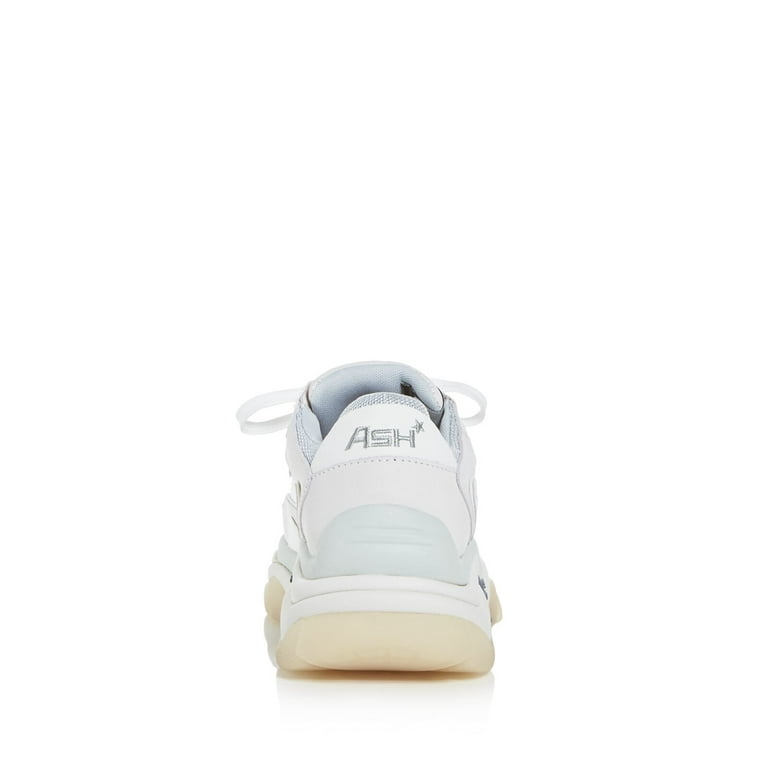 ASH Womens White Logo Comfort Addict Round Toe Wedge Lace Up Leather Athletic Sneakers 40