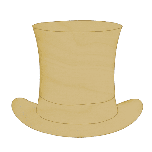 Package of 10, Small 4.5" x 4" x 0.125" Baltic Birch Plywood Detailed Top Hat Wood Cutout for Art and Craft Project, Made in USA
