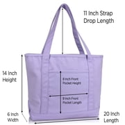 DALIX 20 Solid Color Cotton Canvas Shopping Tote Bag in Lavender
