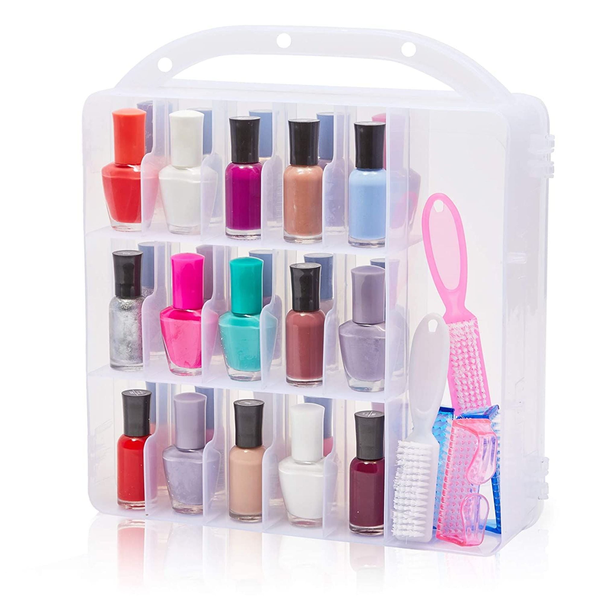 Nail Polish Caddy Organizer Holder, Clear Storage Box Carrying Case for
