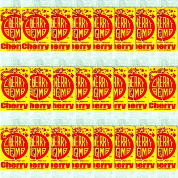 Bundle of 24 Packs - Bomb Fresheners Hanging Car Air Freshener - Cherry Scent (1 Pack)