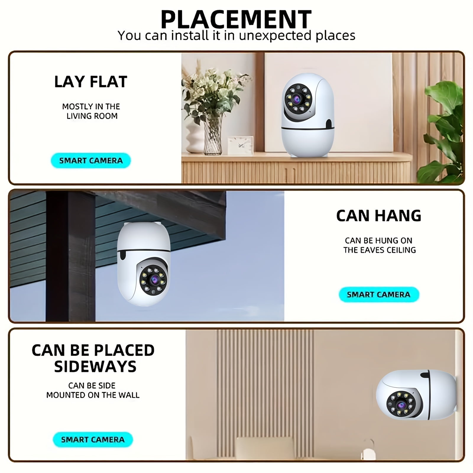 3pcs Indoor Camera For Home Security, Wireless W/355° Pan & Tilt, Full-Color Night Vision, Baby/Pet Monitor, Motion Detection, 2-Way Talk, 2, 4G WiFi, Cloud & SD Card Storage, Alexa Ready