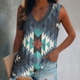 thumbnail image 2 of USSUMA Womens Western Ethnic Style Tank Tops Geometric Rhombus Printed Shirts for Women Sleeveless V Neck Summer Casual Tee, 2 of 7