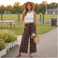 thumbnail image 3 of Lace Trim Wide Leg Pants for Women 2026 Spring Summer Cropped Lightweight Casual Pants, XXL, 3 of 6