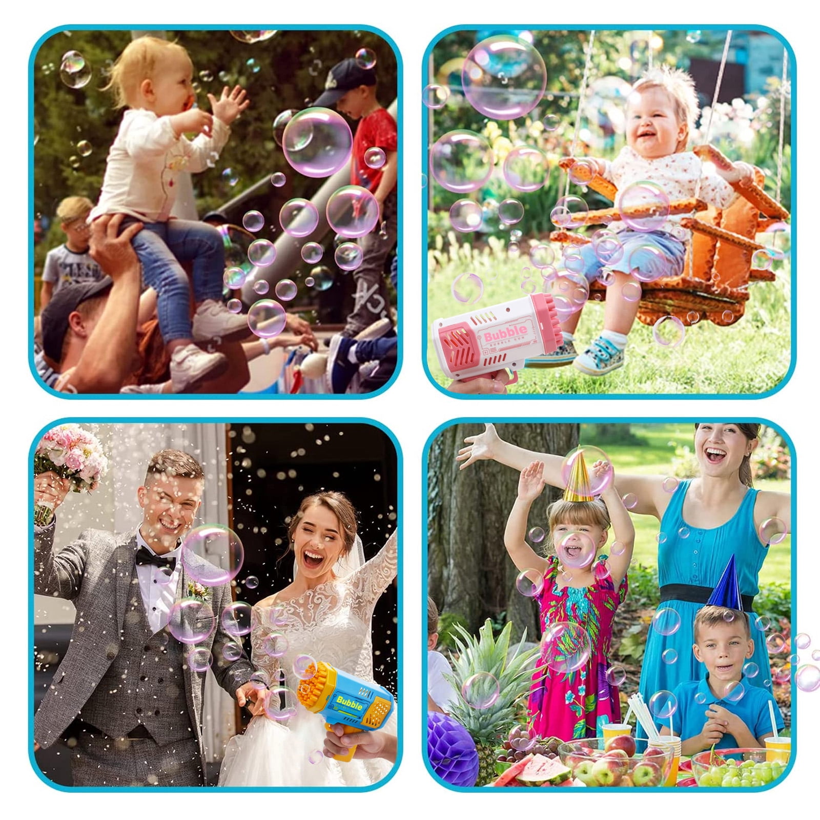 2-Pack 40-Hole Bubble Gun with Flashlight, Bubble Launcher Bubble Machine Bubble Blower Bubble Maker Bubble Gun Kids Boys Girls Toy Gifts for Outdoor Indoor Birthday Wedding Party