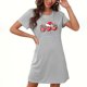 thumbnail image 1 of Camisón corto navideño para mujer, talla grande, cuello redondo, manga corta, estampado en el pecho, vestido de noche para mujer, 1 of 3